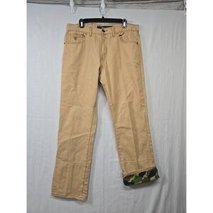 Rocawear Mens Jeans Camel Tan Brown 36x32 Classic Fit Baggy Camouflage Flip